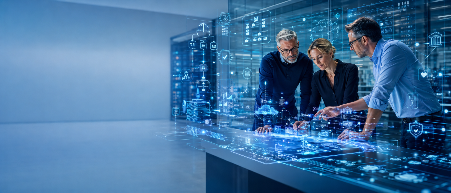 IT-Spezialist arbeitet an moderner Technologie für Fachanwendungen der Sozialversicherung